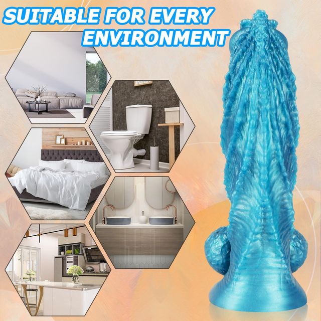Giant Fantasy Bee Dildo Silicone Suction Cup Flexible – Blue - Image 3