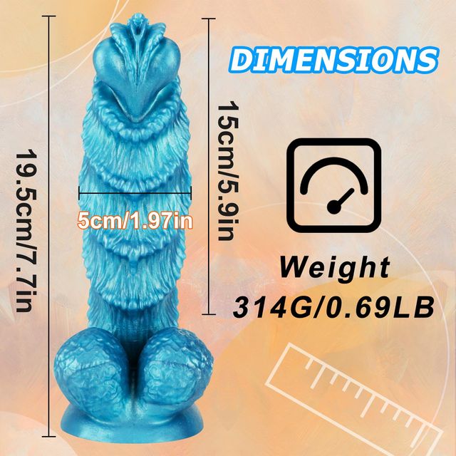 Giant Fantasy Bee Dildo Silicone Suction Cup Flexible – Blue - Image 5