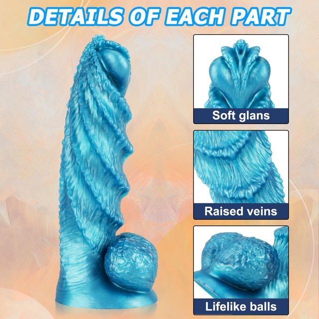 Giant Fantasy Bee Dildo Silicone Suction Cup Flexible – Blue - Image 4
