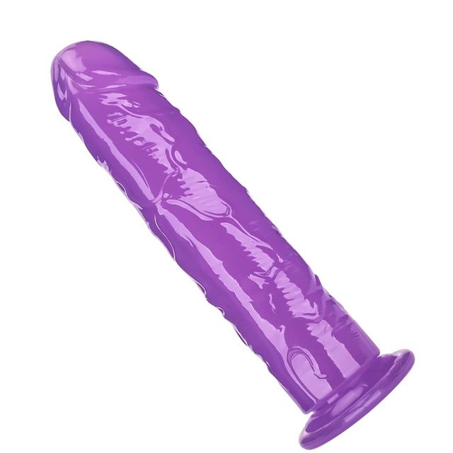 Realistic Silicone Dildo Huge Penis with Strong Suction Cup for Hands-Free Play – Purple 7.5in