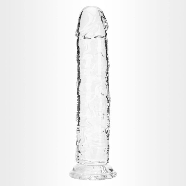 Realistic Dildo Jelly Dong Stimulator with Strong Suction Cup for Hands-Free Play – Transparent 7.5in